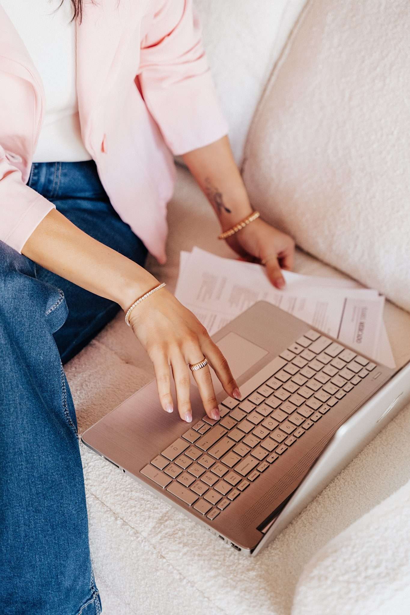 Woman working on a laptop